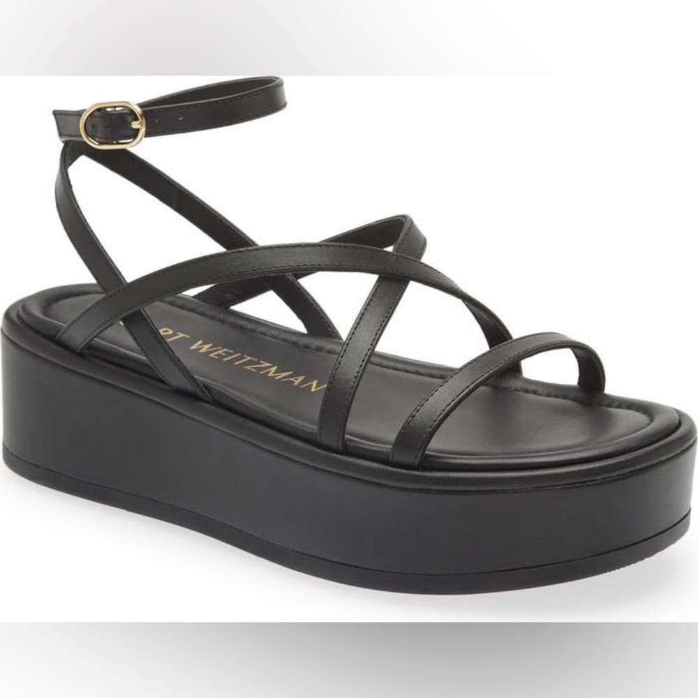 Stuart Weitzman Black Strappy Platform Shoes